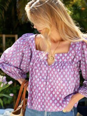 Emerson Fry Adelina Blouse in Sisters Purple Orchid Size Small NWT